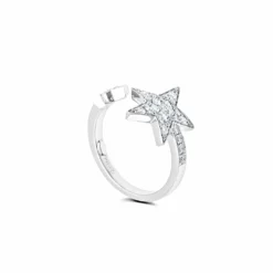 Jewels Aficionado Double Star Ring -Horaluxis Sales Store pave diamond star cuff ring wg jr3016w jewels aficionado 41885648060660