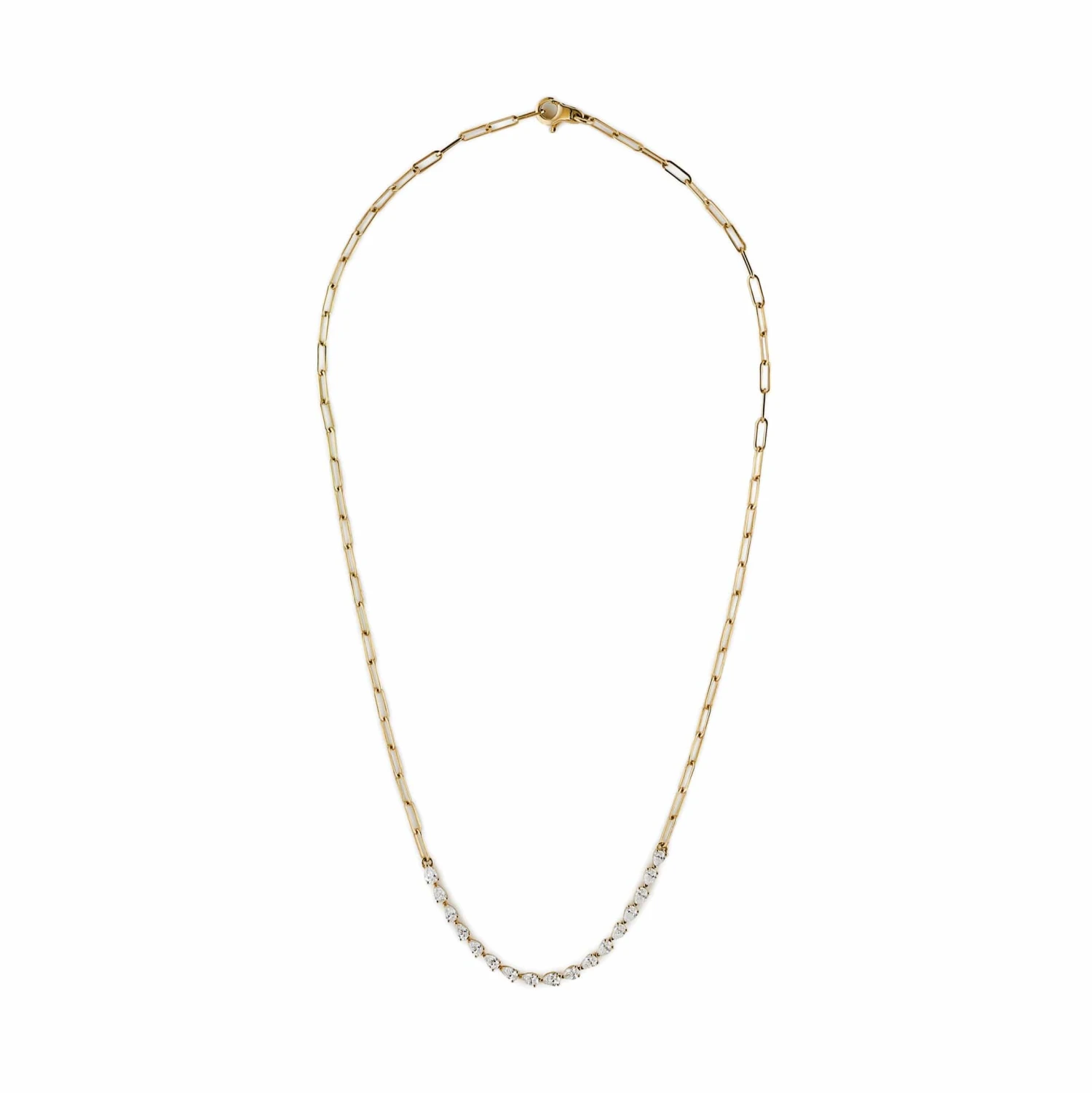 Jewels Aficionado Pear-Shaped Diamond And Yellow Gold Paperclip Necklace 1 Jewels Aficionado Pear-Shaped Diamond And Yellow Gold Paperclip Necklace
