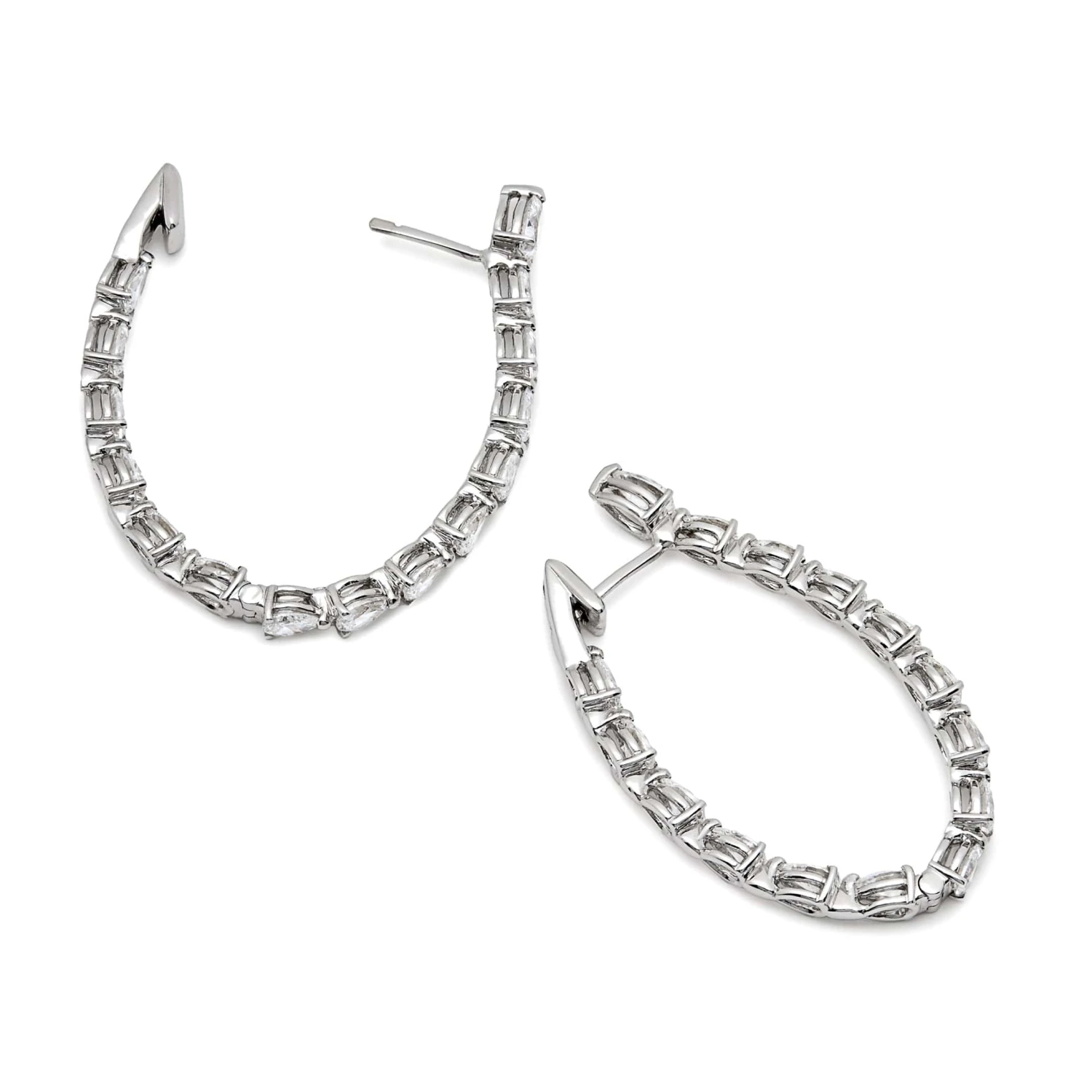 Jewels Aficionado Pear-Shaped Diamond Hoop Earrings In White Gold 3 Jewels Aficionado Pear-Shaped Diamond Hoop Earrings In White Gold - Image 3