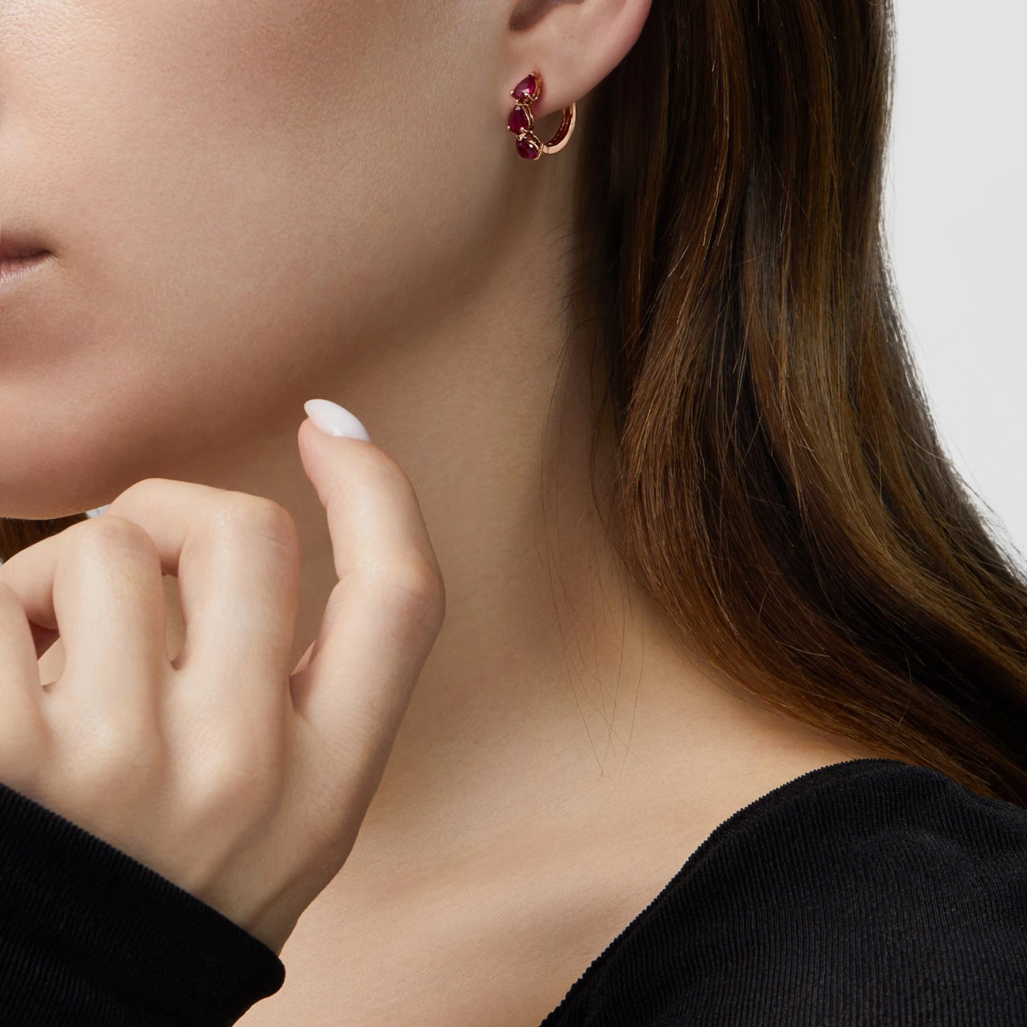 Jewels Aficionado Pear-Shaped Ruby Huggies 2 Jewels Aficionado Pear-Shaped Ruby Huggies - Image 2