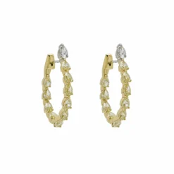 Jewels Aficionado Pear-Shaped Yellow Diamond Hoop Earrings