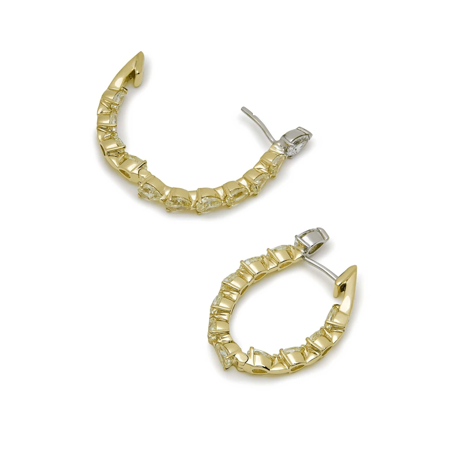 Jewels Aficionado Pear-Shaped Yellow Diamond Hoop Earrings 3 Jewels Aficionado Pear-Shaped Yellow Diamond Hoop Earrings - Image 3
