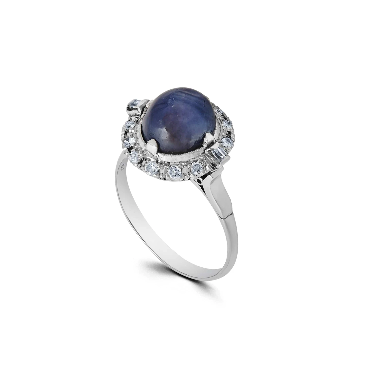 Jewels Aficionado Platinum Antique Sapphire And Diamond Ring 4 Jewels Aficionado Platinum Antique Sapphire And Diamond Ring - Image 4