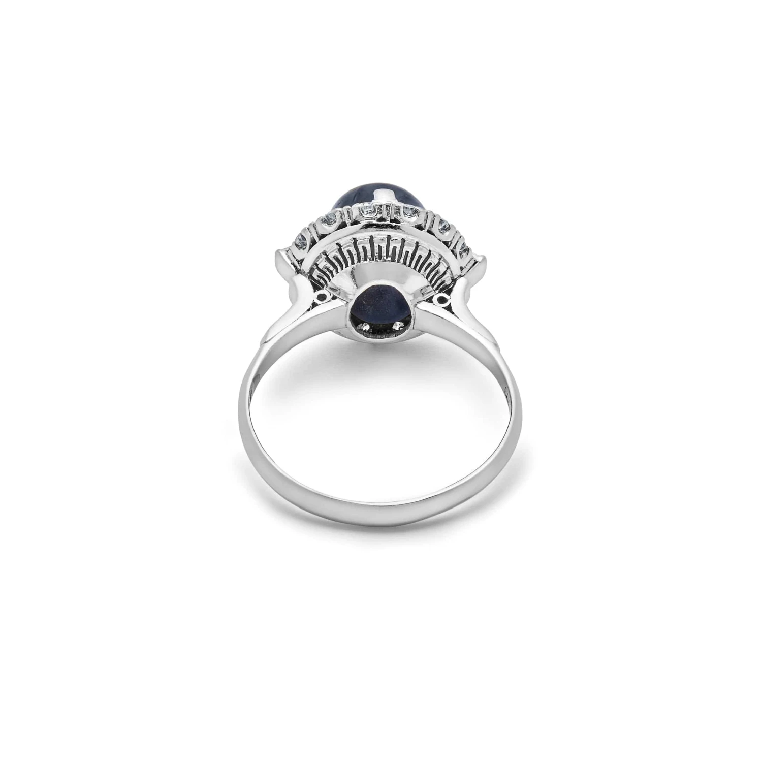 Jewels Aficionado Platinum Antique Sapphire And Diamond Ring 3 Jewels Aficionado Platinum Antique Sapphire And Diamond Ring - Image 3