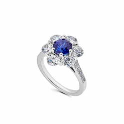Jewels Aficionado Platinum Diamond And Sapphire Halo Ring