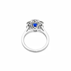 Jewels Aficionado Platinum Diamond And Sapphire Halo Ring -Horaluxis Sales Store platinum diamond sapphire halo ring wrist aficionado 40301382631668