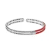 Jewels Aficionado White Gold And Red Enamel Diamond Double Bangle
