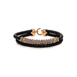 StingHD Rose Gold Black Diamond Bar Bracelet