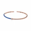 Jewels Aficionado Rose Gold Blue Enamel Diamond Cuff Bracelet