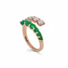 Jewels Aficionado Rose Gold Diamond And Emerald Coil Ring