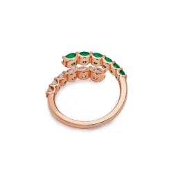 Jewels Aficionado Rose Gold Diamond And Emerald Coil Ring -Horaluxis Sales Store rose gold diamond emerald coil ring wrist aficionado 40540119761140
