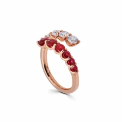 Jewels Aficionado Rose Gold Diamond And Ruby Coil Ring