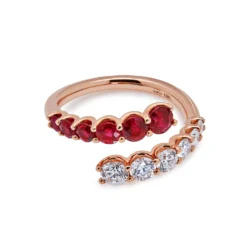 Jewels Aficionado Rose Gold Diamond And Ruby Coil Ring -Horaluxis Sales Store rose gold diamond ruby coil ring wrist aficionado 40540119859444