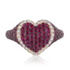 Jewels Aficionado Rose Gold Diamond And Ruby Heart Ring