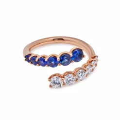 Jewels Aficionado Rose Gold Diamond And Sapphire Coil Ring -Horaluxis Sales Store rose gold diamond sapphire coil ring wrist aficionado 40540115665140