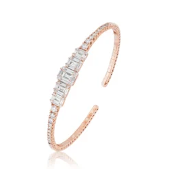 Jewels Aficionado Rose Gold Emerald Cut Diamond Cuff
