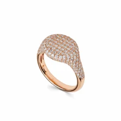 Jewels Aficionado Rose Gold Pavé Diamond Set Signet Ring