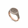 Jewels Aficionado Rose Gold Pavé Set Two Tone Diamond Signet Ring