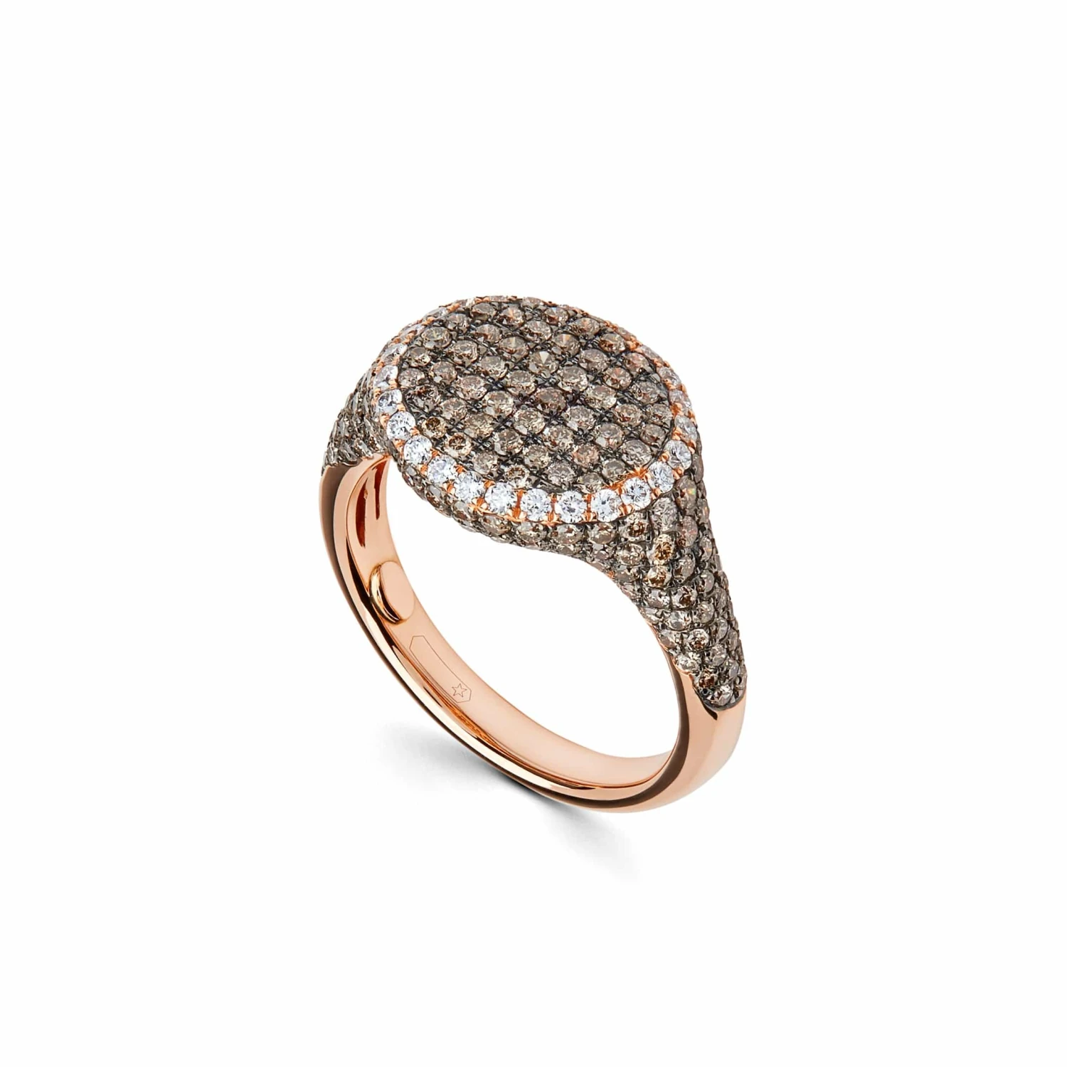 Jewels Aficionado Rose Gold Pavé Set Two Tone Diamond Signet Ring 1 Jewels Aficionado Rose Gold Pavé Set Two Tone Diamond Signet Ring