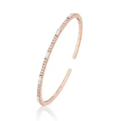 Jewels Aficionado Rose Gold Round And Baguette Diamond Cuff