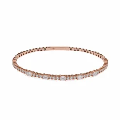 Jewels Aficionado Rose Gold Round And Emerald Cut Diamond Bracelet