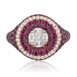 Jewels Aficionado Rose Gold Ruby And Diamond Circle Ring
