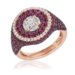 Jewels Aficionado Rose Gold Ruby And Diamond Circle Ring -Horaluxis Sales Store rose gold ruby diamond ring wrist aficionado 40428881641716