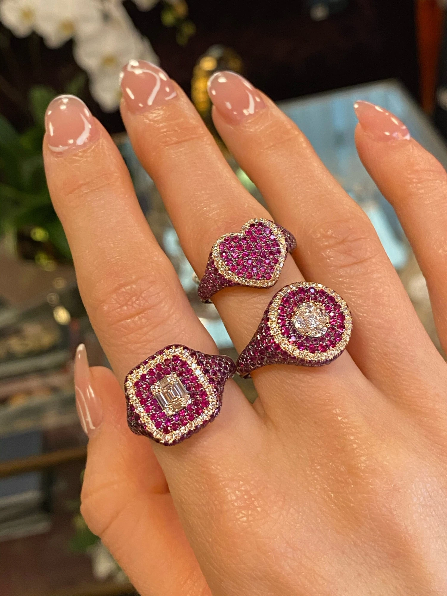 Jewels Aficionado Rose Gold Ruby And Diamond Square Ring 2 Jewels Aficionado Rose Gold Ruby And Diamond Square Ring - Image 2
