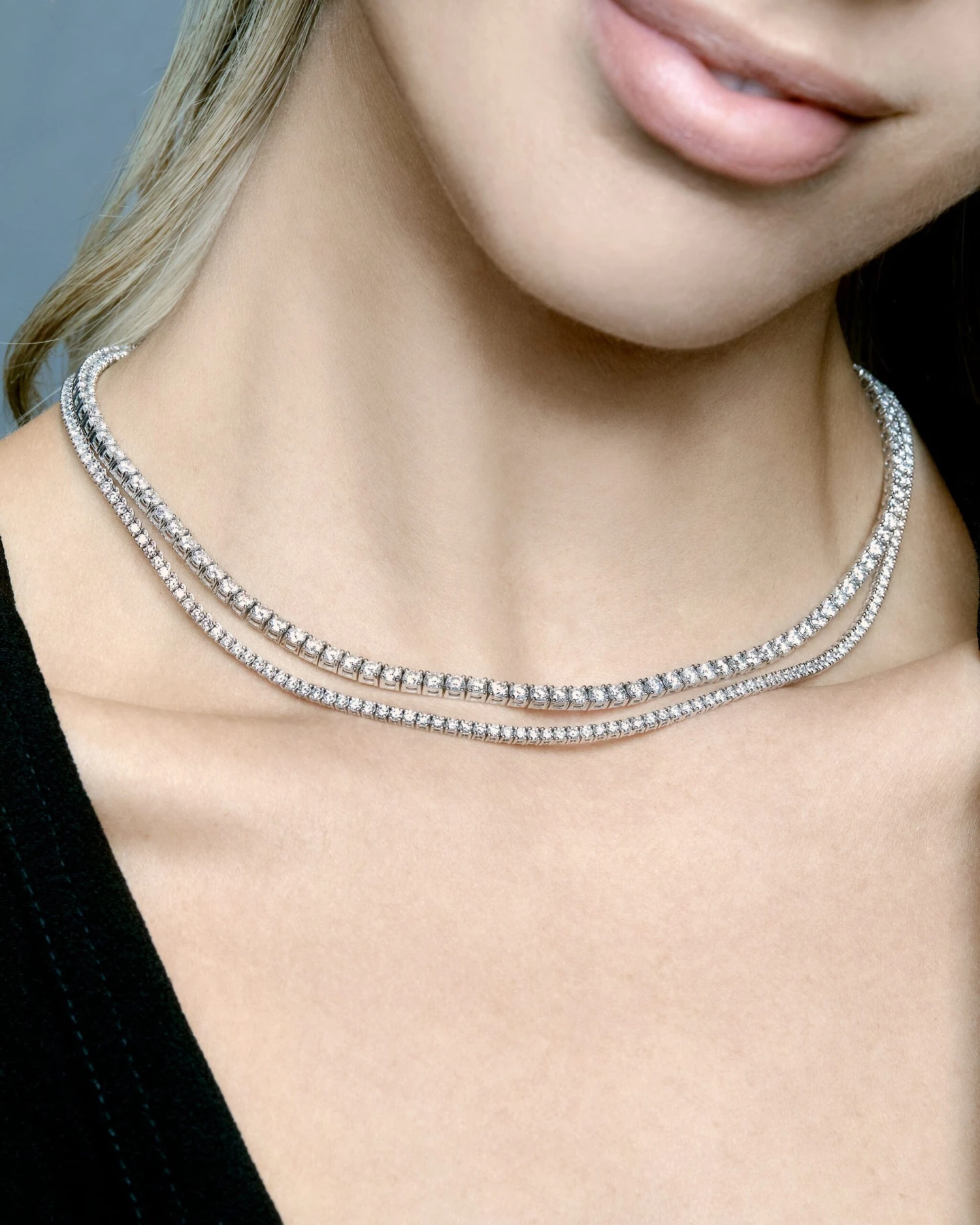 Jewels Aficionado Round Diamond White Gold Tennis Necklace 2 Jewels Aficionado Round Diamond White Gold Tennis Necklace - Image 2