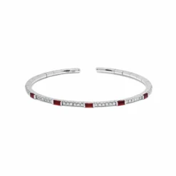 Hermès Ruby And Diamond Flexible Cuff Bracelet WG JBG257R 5B69