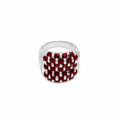 Jewels Aficionado Ruby And Platinum Checkered Ring