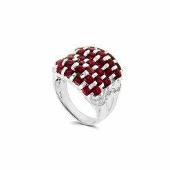 Jewels Aficionado Ruby And Platinum Checkered Ring -Horaluxis Sales Store ruby and platinum checkered ring jewels aficionado 41885924065524