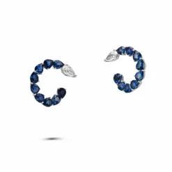 Jewels Aficionado Sapphire And Diamond Pear-Shaped Hoop Earrings