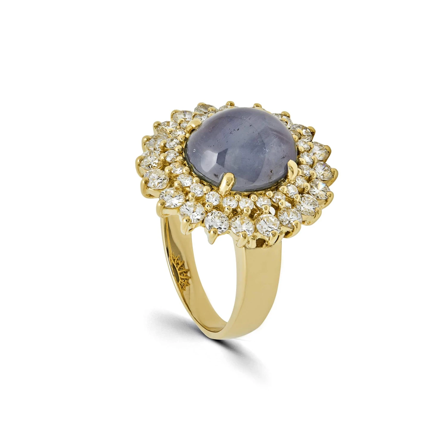 Jewels Aficionado Sapphire And Round Diamond Yellow Gold Ring 3 Jewels Aficionado Sapphire And Round Diamond Yellow Gold Ring - Image 3