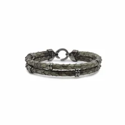 StingHD Silver Python With Black Plated Pendants Bracelet