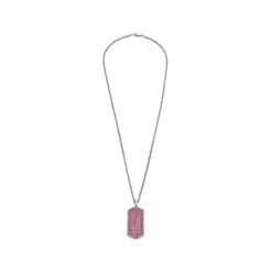 StingHD Ruby Studded Silver Dog Tag Necklace