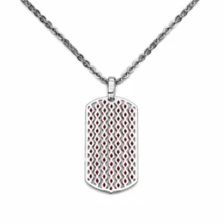 StingHD Ruby Studded Silver Dog Tag Necklace -Horaluxis Sales Store silver tag with rubies necklace wrist aficionado 40427685118196