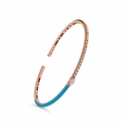 Jewels Aficionado Teal Enamel Rose Gold Diamond Bangle -Horaluxis Sales Store teal enamel rose gold diamond bangle wrist aficionado 40271878226164
