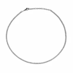 Jewels Aficionado Thin Round Diamond White Gold Tennis Necklace