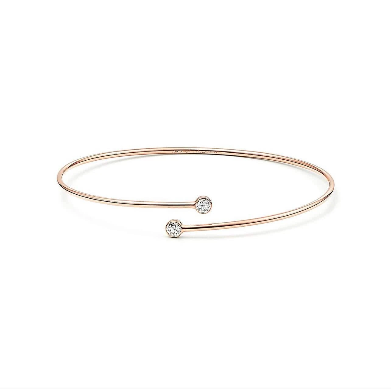 Tiffany & Co. Tiffany & Co. Elsa Peretti Diamond Hoop Single Row Rose Gold Bangle 1 Tiffany & Co. Tiffany & Co. Elsa Peretti Diamond Hoop Single Row Rose Gold Bangle