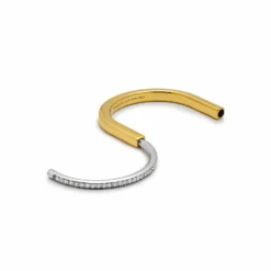 Tiffany & Co. Tiffany & Co. Lock Bangle In Yellow And White Gold With Half Pavé Diamonds 70181150 -Horaluxis Sales Store tiffany co lock bangle in yellow and white gold with half pave diamonds tiffany co 40474545717492