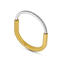 Tiffany & Co. Tiffany & Co. Lock Bangle In Yellow And White Gold With Half Pavé Diamonds 70181150 -Horaluxis Sales Store tiffany co lock bangle in yellow and white gold with half pave diamonds tiffany co 40474552303860