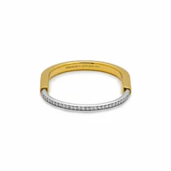 Tiffany & Co. Tiffany & Co. Lock Bangle In Yellow And White Gold With Half Pavé Diamonds 70181150 -Horaluxis Sales Store tiffany co lock bangle in yellow and white gold with half pave diamonds tiffany co 40474552336628