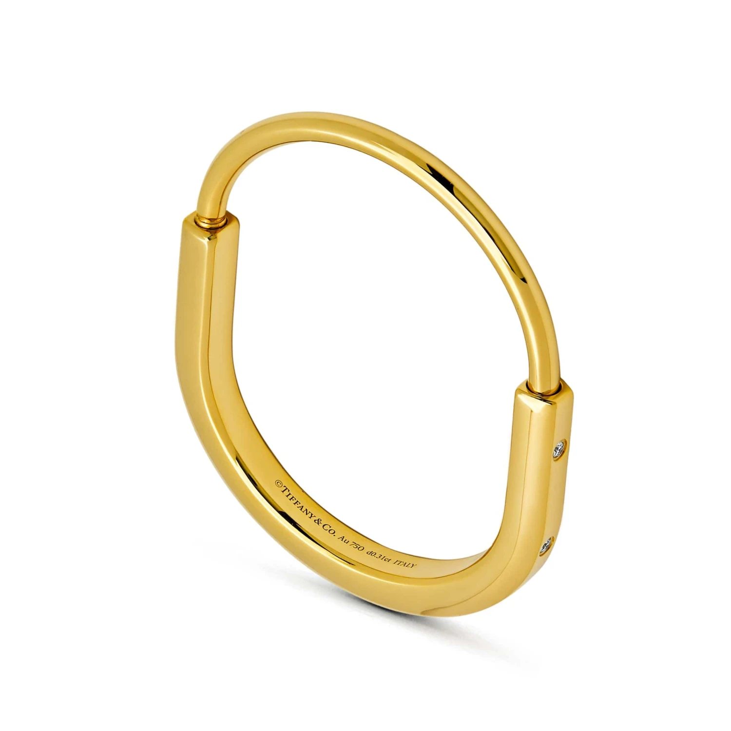 Tiffany & Co. Tiffany & Co. Lock Bangle In Yellow Gold With Diamond Accents 70185407 3 Tiffany & Co. Tiffany & Co. Lock Bangle In Yellow Gold With Diamond Accents 70185407 - Image 3