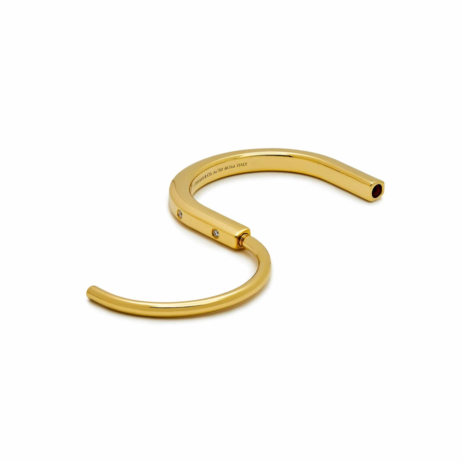 Tiffany & Co. Tiffany & Co. Lock Bangle In Yellow Gold With Diamond Accents 70185407 4 Tiffany & Co. Tiffany & Co. Lock Bangle In Yellow Gold With Diamond Accents 70185407 - Image 4