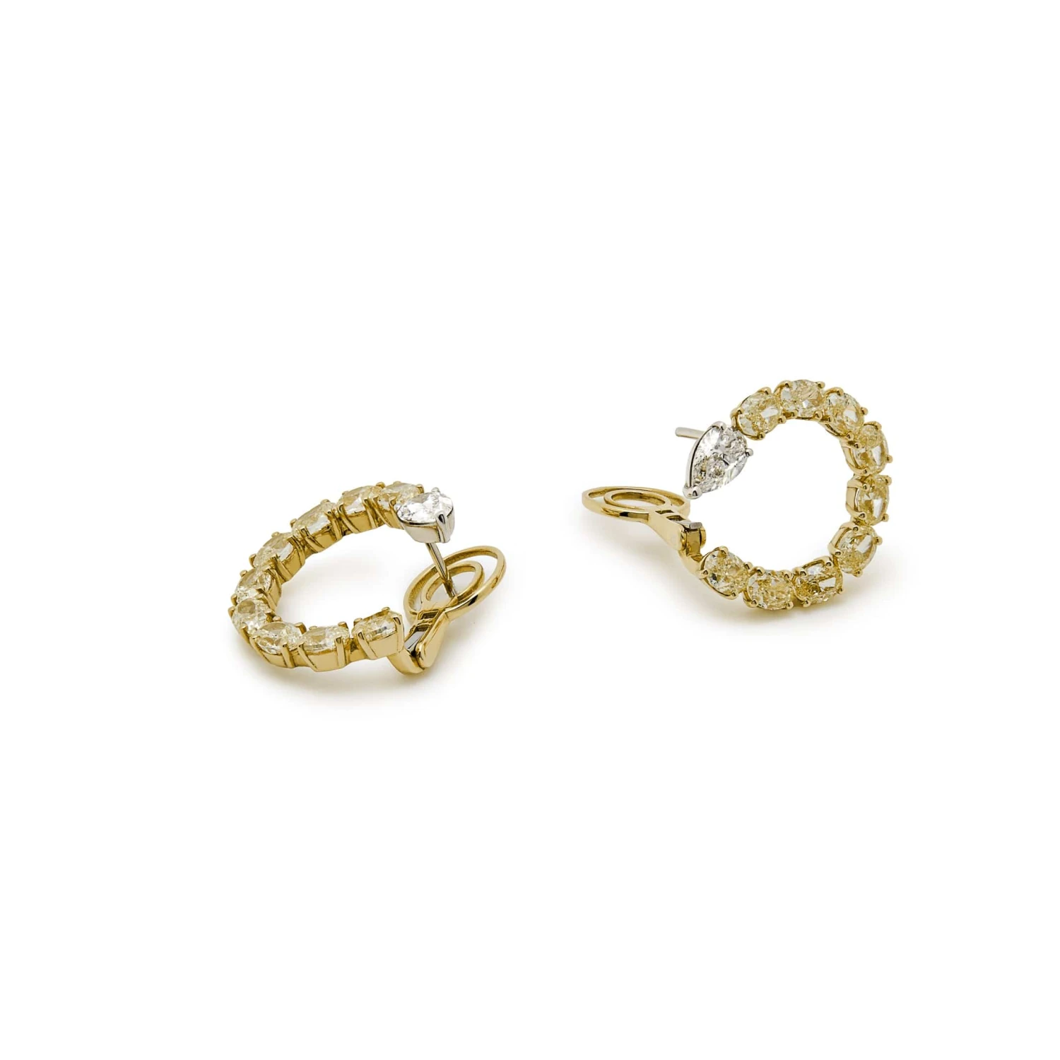 Jewels Aficionado White And Yellow Diamond Hoop Earrings 3 Jewels Aficionado White And Yellow Diamond Hoop Earrings - Image 3