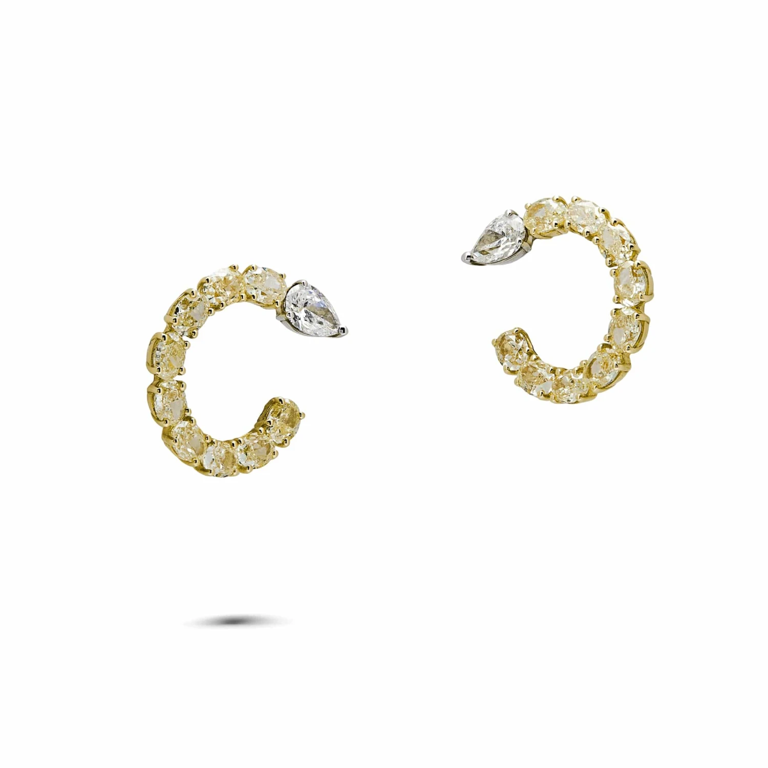 Jewels Aficionado White And Yellow Diamond Hoop Earrings 1 Jewels Aficionado White And Yellow Diamond Hoop Earrings