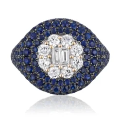 Jewels Aficionado White Gold Blue Sapphire And Diamond Ring