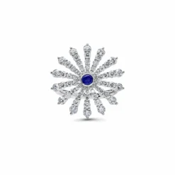 Jewels Aficionado Blue Sapphire And White Diamonds White Gold Flower Ring -Horaluxis Sales Store white gold blue sapphire white diamonds flower ring wrist aficionado 40431653486836
