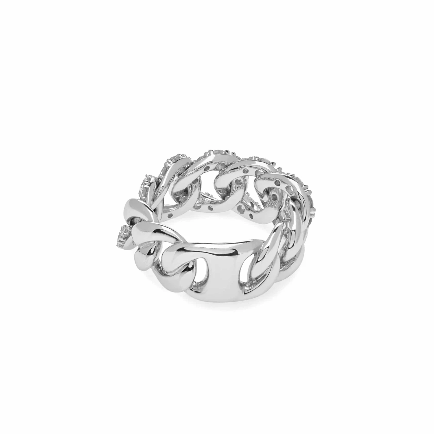 Jewels Aficionado White Gold And Diamond Cuban Link Ring 4 Jewels Aficionado White Gold And Diamond Cuban Link Ring - Image 4